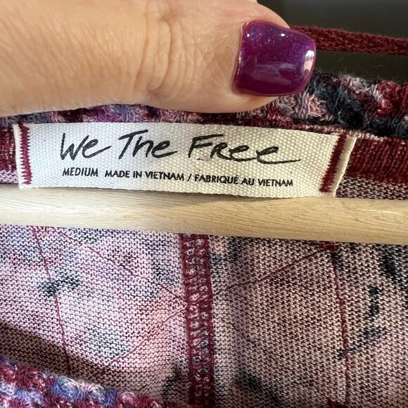 NWOT Free People "You and Me" Slouchy Burgundy Red Floral Oversized Top size M - Picture 7 of 8